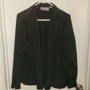 Yves St. Clair Elegant Black Button Down Blouse Size 14